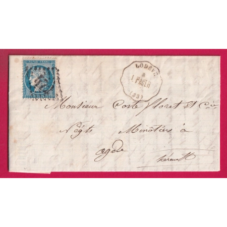 N°60 CONVOYEUR STATION LODEVE HERAULT +PAULHAN AU DOS POUR AGDE  LETTRE COVER ETIQUETTE PUB