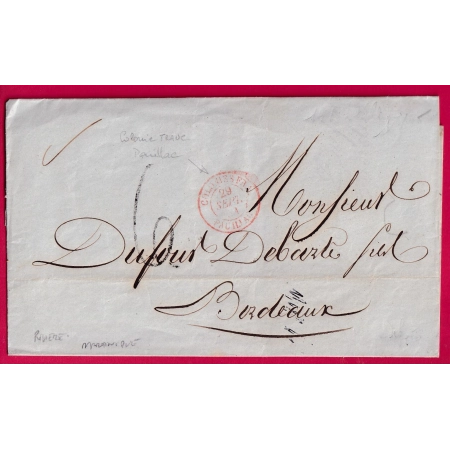 LETTRE RIVIERE MARTINIQUE ENTREE OUTRE MER PAUILLAC 1851 POUR BORDEAUX LETTRE COVER