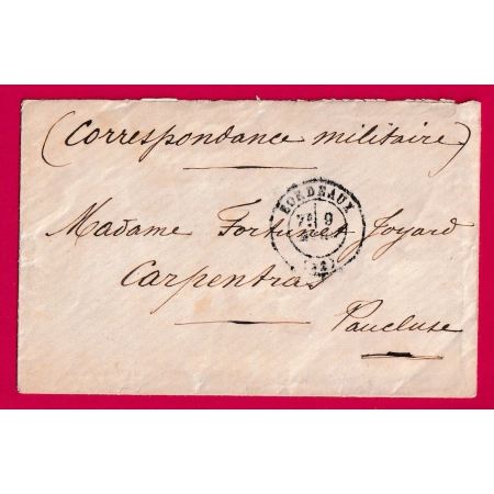 GUERRE 1870 BORDEAUX GIRONDE POUR CARPENTRAS VAUCLUSE 9 MARS 1871 LETTRE COVER