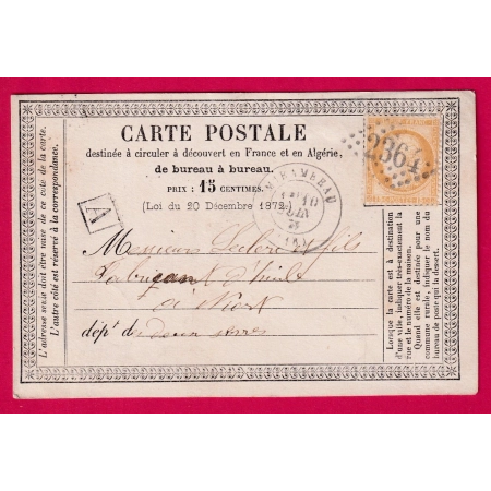 N°55 GC 2364 MIRAMBEAU CHARENTE INFERIEURE BOITE URBAINE A  POUR NIORT CARTE PRECURSEUR LETTRE COVER