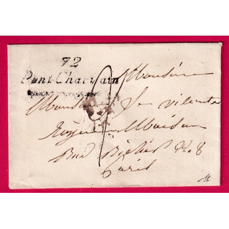 CURSIVE 72 PONT-CHARTRAIN GRATTEE SEINE ET OISE POUR PARIS 1833 LETTRE COVER