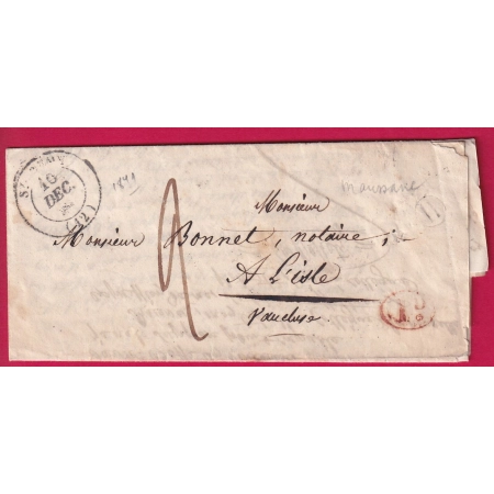 CAD TYPE 14 ST REMY BOUCHES DU RHONE BOITE RURALE H MAUSSANE + DECIME RURALE POUR L'ISLE VAUCLUSE 1841 LETTRE