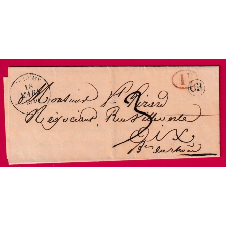 CAD TYPE 14 ST REMY BOUCHES DU RHONE OR A IDENTIFIER + DECIME RURAL 1840 POUR AIX BOUCHES DU RHONE LETTRE COVER