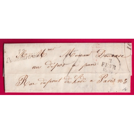 CURSIVE 72 PONTCHARTRAIN SEINE ET OISE 1848 POUR PARIS LETTRE COVER