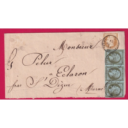 N°11 BANDE DE 3 + 13 CAD PARIS AS3 BANDE DE JOURNAL POUR ECLARON ST DIZIER HAUTE MARNE LETTRE COVER