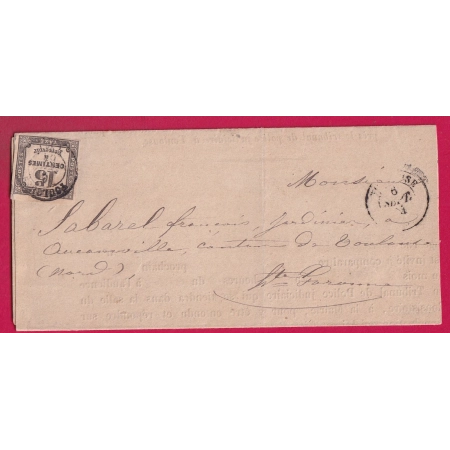 TAXE N°3 GRIS CAD TOULOUSE HAUTE GARONNE 1864 POUR TOULOUSE LETTRE COVER