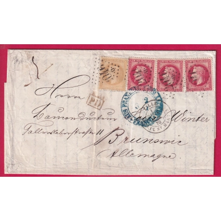 N°28 + 32 X3 GC 2046 C LILLE QTIER PL ST MARTIN POUR BRUNSWICK ALLEMAGNE LETTRE COVER