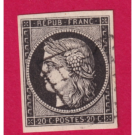 N°3 NOIR SUR BLANC OBLITERATION GRILLE TIMBRE BRIEFMARKEN STAMP FRANCE