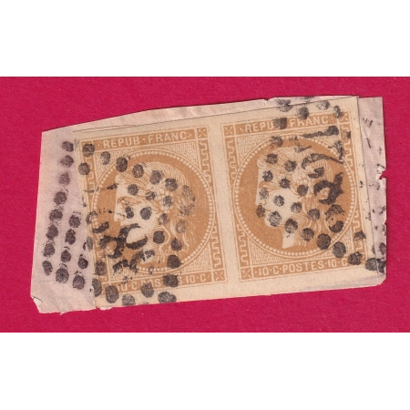 N°43B TTB SUR FRAGMENT GC 3827 ST QUENTIN AISNE COTE 250€ TIMBRE BRIEFMARKEN STAMP FRANCE