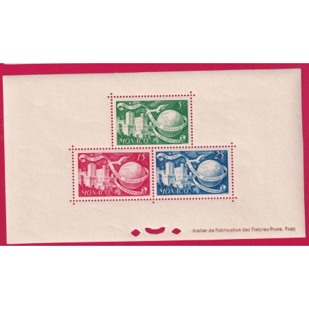 MONACO BLOC FEUILLET UPU 1949 DENTELE TIMBRE BRIEFMARKEN STAMP FRANCE