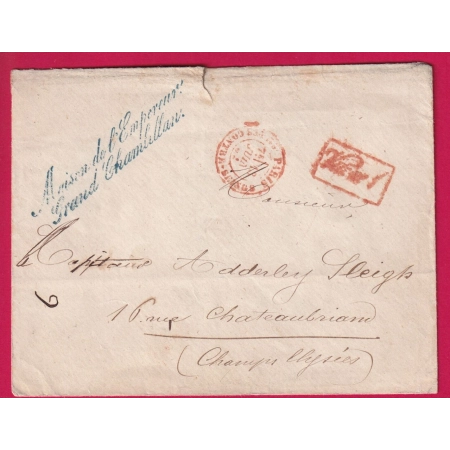 FRANCHISE MAISON DE L'EMPEREUR LE GRAND CHAMBELLAN 1862 POUR PARIS CHAMPS ELYSEE LETTRE