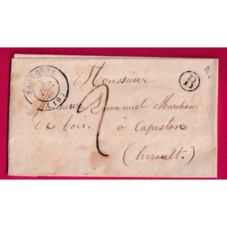 CAD TYPE 15 NARBONNE AUDE BOITE RURALE B A IDENTIFIER POUR CAPESTANG HERAULT LETTRE