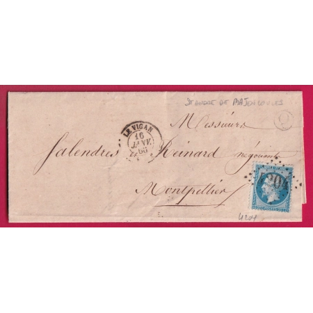 N°22 GC 4204 LE VIGAN GARD BOITE RURALE Q ST ANDRE DE MAJENCOULES POUR MONTPELLIER LETTRE