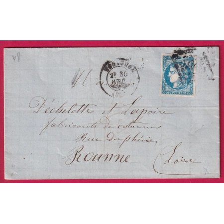 N°46B GC 3982 TOULOUSE HAUTE GARONNE POUR ROANNE LOIRE LETTRE COVER