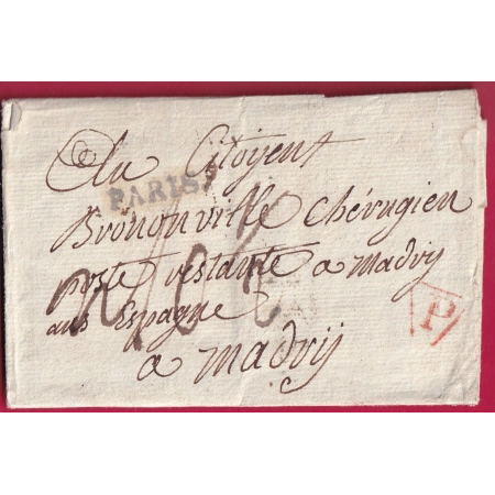 MARQUE P DE PARIS + PARIS LINEAIRE POUR MADRID ESPAGNE LETTRE