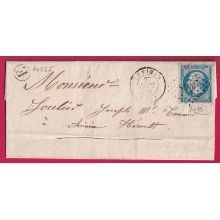 N°14 PC 3578 LE VIGAN GARD BOITE RURALE E AVEZE POUR ANIANE HERAULT LETTRE COVER
