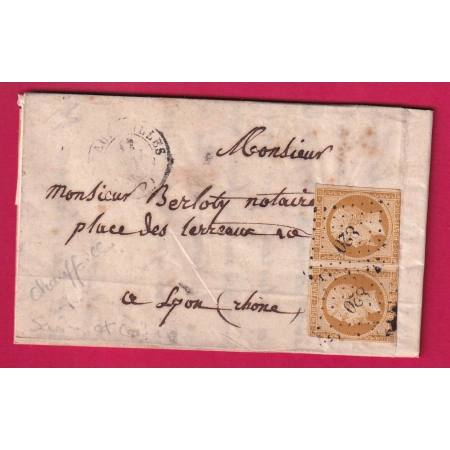 N°13 PAIRE PC 820 CHAUFFAILLES SAONE ET LOIRE POUR LYON LETTRE COVER
