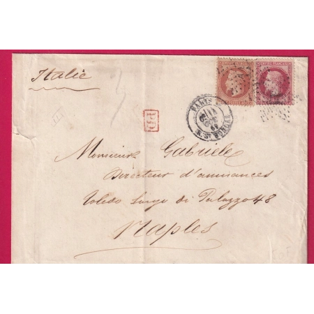 N°31 32 PARIS ETOILE 11 R ST HONORE POUR NAPLES NAPOLI ITALIE ITALIA LETTRE COVER