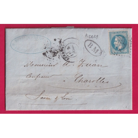 N°29 GC 1397 EPERNAY MARNE BOITE MOBILE BM PIERRY POUR CHAROLLES SAONE ET LOIRE LETTRE COVER