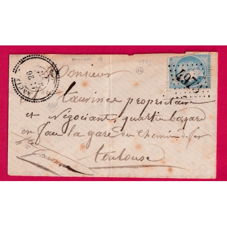 N°60 GC 4973 ANCIZAU HAUTES PYRENEES CAD TYPE 24 POUR TOULOUSE LETTRE COVER