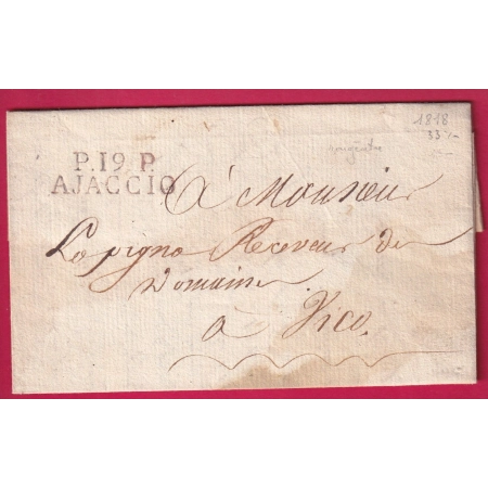 MARQUE P19P AJACCIO CORSE 1818 ROUGEATRE NOIR + ROUGE POUR VICO LETTRE COVER