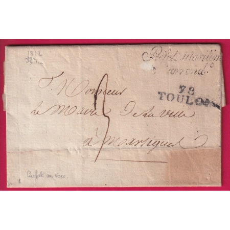 FRANCHISE PREFET MARITIME 6 EME ARRONDISSEMENT TOULON VAR 1812 POUR MARTIGUES LETTRE COVER