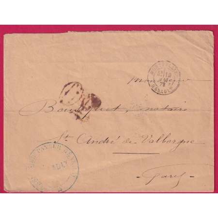 TAXE TAMPON 30 EN ROUGE MONTPELLIER HERAULT POUR ST ANDRE DE VALBORGNE LETTRE COVER