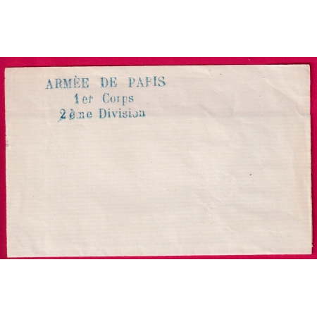 GUERRE 1870 ARMEE DE PARIS 1ER CORPS 2EME DIVISION PAPIER VIERGE LETTRE COVER