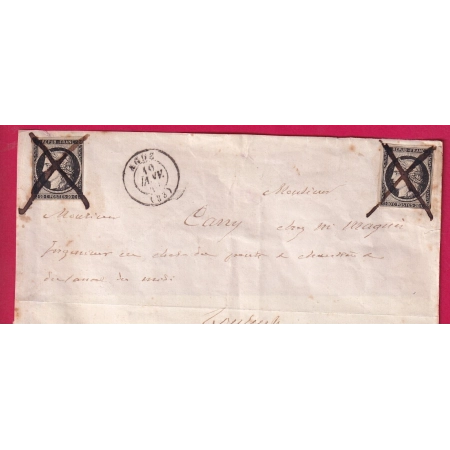 N°3 X2 ANNULATION PLUME DU 10 JANVIER 1849 AGDE HERAULT POUR TOULOUSE DEVANT DE LETTRE