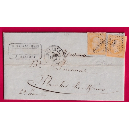 N°13 JAUNE CITRON X2 PC 346 BELFORT HAUT RHIN POUR PLANCHER LES MINES HAUTE SAONE LETTRE COVER