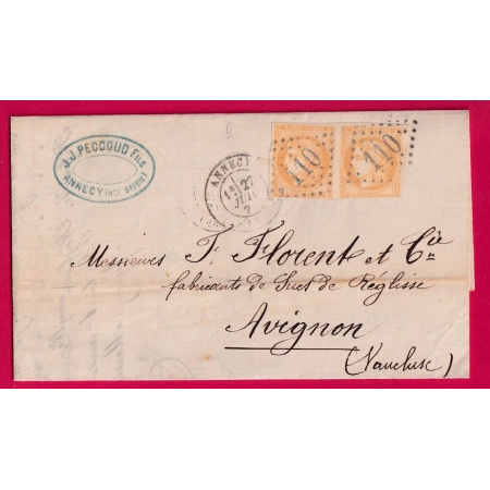 N°43B PAIRE GC 110 ANNECY HAUTE SAVOIE POUR AVIGNON LETTRE COVER