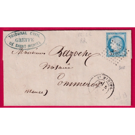 N°60 PC DU GC 3778 ST MIHIEL MEUSE POUR COMMERCY INDICE 13 LETTRE COVER
