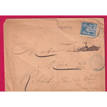N°90 CAD BLEU COURPALAY SEINE ET MARNE POUR REBAIS LETTRE COVER