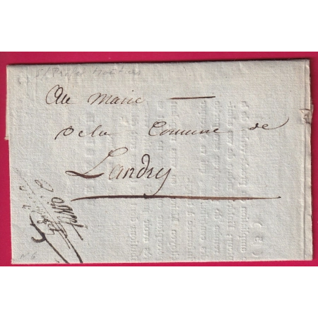 FRANCHISE LE SOUS PREFET DE MOUTIERS SAVOIE DEPARTEMENT DU MONT BLANC AN 11 1803 POUR LANDRY LETTRE COVER