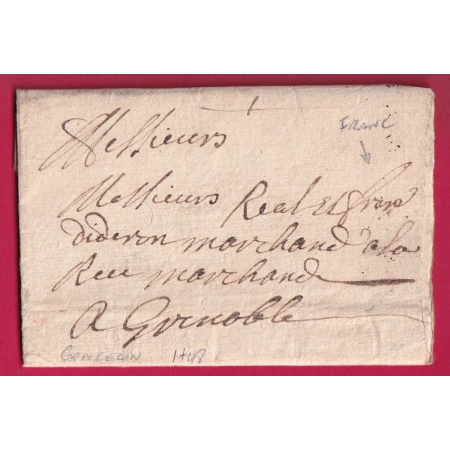 MARQUE FRANC TEXTE DE GONCELIN ISERE 1748 POUR GRENOBLE LETTRE COVER