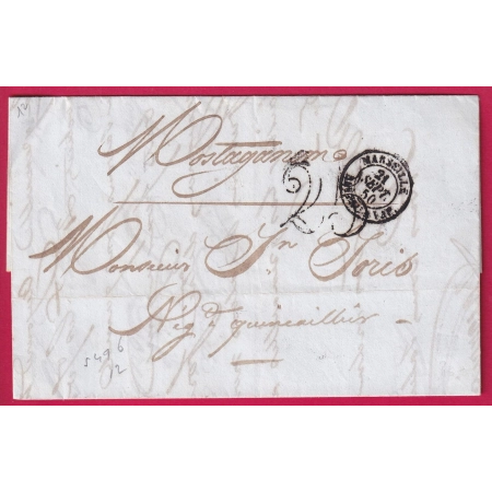CAD MARSEILLE BATEAU A VAPEUR 1850 POUR MOSTAGANEM ALGERIE LETTRE COVER