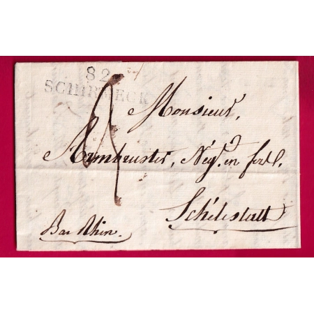 MARQUE 82 SCHIRMECK VOSGES POUR SELESTAT 1827 INDICE 17 LETTRE COVER