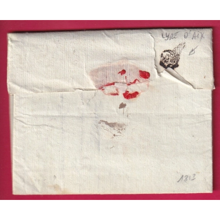 MARQUE ARRIVEE SPECIAL LYRE D'AIX EN PROVENCE BOUCHES DU RHONE 1813 DEPART TOULON VAR LETTRE COVER