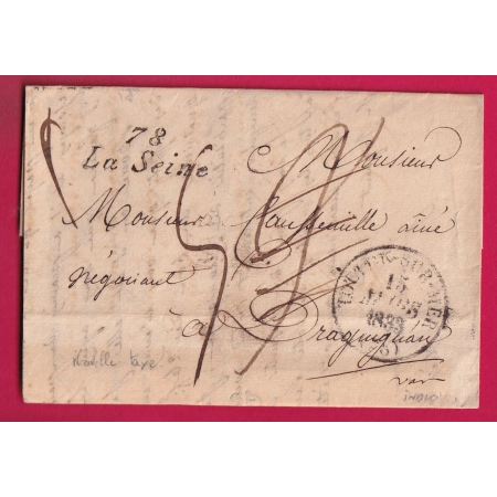 CURSIVE 78 LA SEINE VAR CAD TOULON TAXE MODIFIEE 1833 POUR DRAGUIGNAN LA SEYNE SUR MER LETTRE COVER