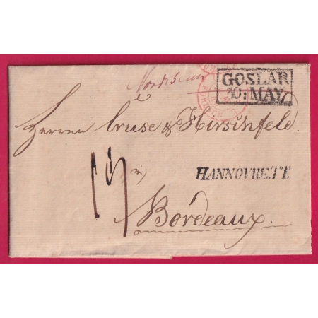 ALLEMAGNE MARQUE GOSLAR + HANNOVER TT POUR BORDEAUX 1840 LETTRE COVER