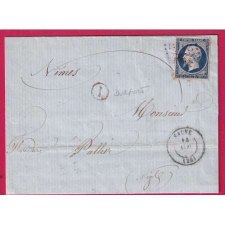 N°14 PC 2832 SAUVE GARD BOITE RURALE I DURFORT POUR NIMES LETTRE COVER
