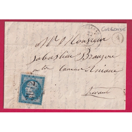 N°22 GC 3072 QUISSAC GARD BOITE RURALE A CORCONNE POUR ANIANE HERAULT LETTRE COVER