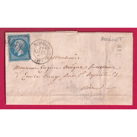 N°22 GC 3443 SOSPEL ALPES MARITIMES OR DE MOULINET POUR NICE LETTRE COVER