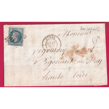 N°29 GC 2659 NIMES GARD BOITE RURALE A BOUILLARGUES POUR LE PUY EN VELAY HAUTE LOIRE LETTRE COVER