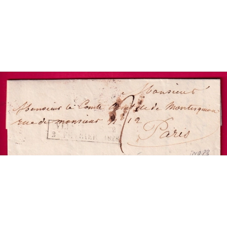 MARQUE ESSAI FEVRIER 1828 VERSAILLES SEINE ET OISE POUR PARIS INDICE 23 LETTRE COVER