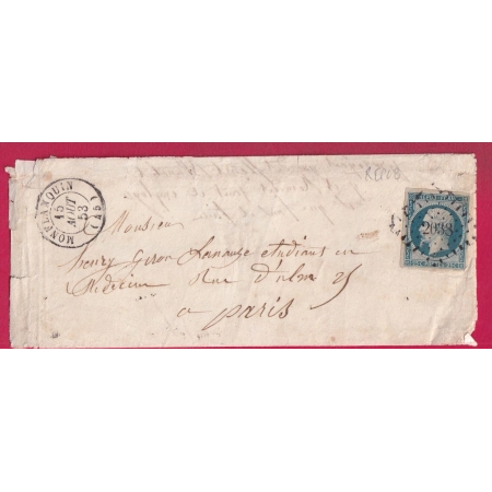 N°10 PC 2038 MONTFLANQUIN LOT ET GARONNE POUR PARIS LETTRE COVER