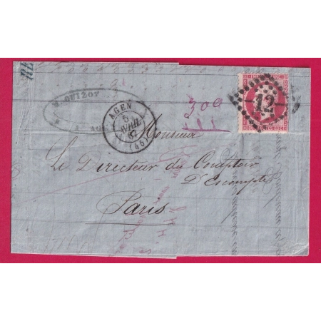 N°24 GC 12 AGEN LOT ET GARONNE POUR PARIS LETTRE COVER