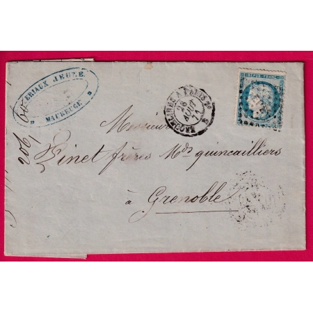 N°37 AMBULANT ERQUELINES A PARIS POUR GRENOBLE LETTRE COVER