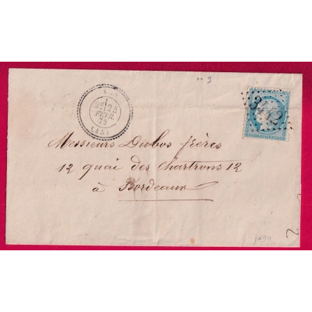 N°60 GC 3442 SOS LOT ET GARONNE CAD TYPE 24 POUR BORDEAUX LETTRE COVER