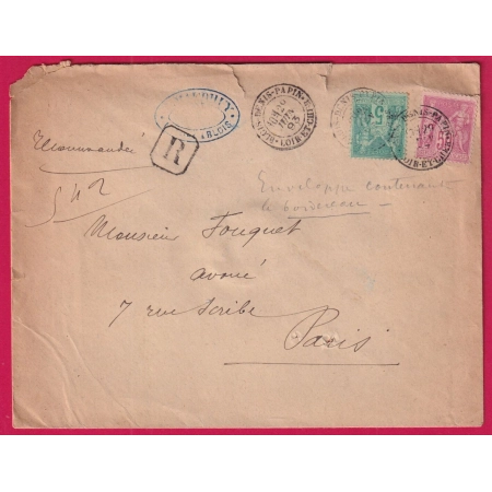 N°75 98 BLOIS DENIS PAPIN LOIR ET CHER RECOMMANDE POUR PARIS LETTRE COVER